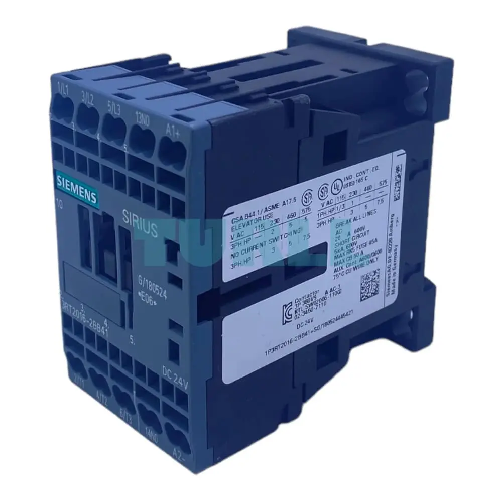 Siemens 3RT2016-2BB41 SIRIUS Power Contactor 9A, 4kW, 24V DC, 1 NO Auxiliary Contact, Size S00 Original Brand New 6 Siemens 3RT2016-2BB41 SIRIUS Power Contactor 9A, 4kW, 24V DC, 1 NO Auxiliary Contact, Size S00
