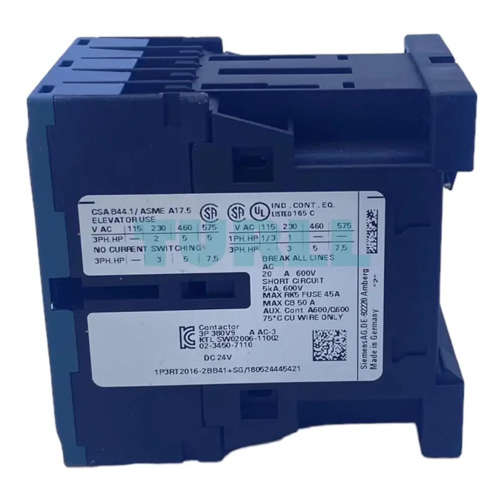 Siemens 3RT2016-2BB41 SIRIUS Power Contactor 9A, 4kW, 24V DC, 1 NO Auxiliary Contact, Size S00 Original Brand New 5 Siemens 3RT2016-2BB41 SIRIUS Power Contactor 9A, 4kW, 24V DC, 1 NO Auxiliary Contact, Size S00
