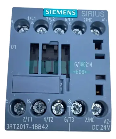 Siemens 3RT2017-1BB42 Power Contactor 12A, 5.5kW, 24V DC, 1 NC, Screw Terminal, Size S00