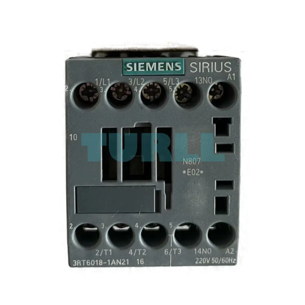 Siemens 3RT6018-1AN21 AC Contactor 220V, 50/60Hz, 3-Pole, 7.5 kW, S00, Screw Terminal