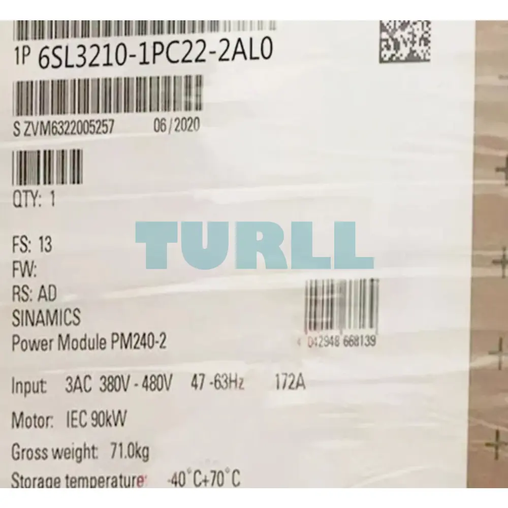 Siemens 6SL3210-1PC22-2AL0 SINAMICS G120 PM240-2 Power Module, 5.5kW, 200V-240V