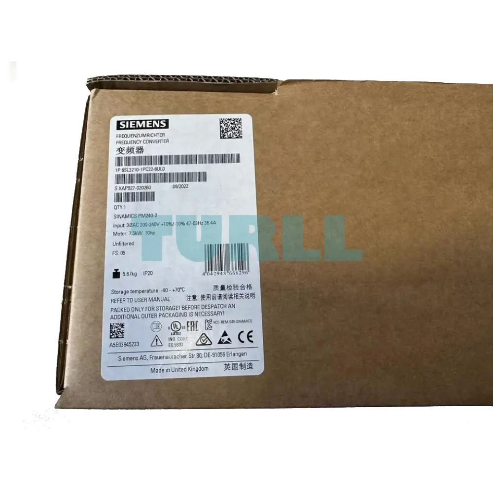 Siemens 6SL3210-1PC22-8UL0 SINAMICS PM240-2 Power Module, 3AC 200-240V, 5.5kW/7.5kW, IP20