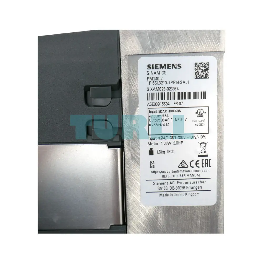 Siemens 6SL3210-1PE14-3AL1 SINAMICS PM240-2 Power Module, 1.5kW, Filter Class A