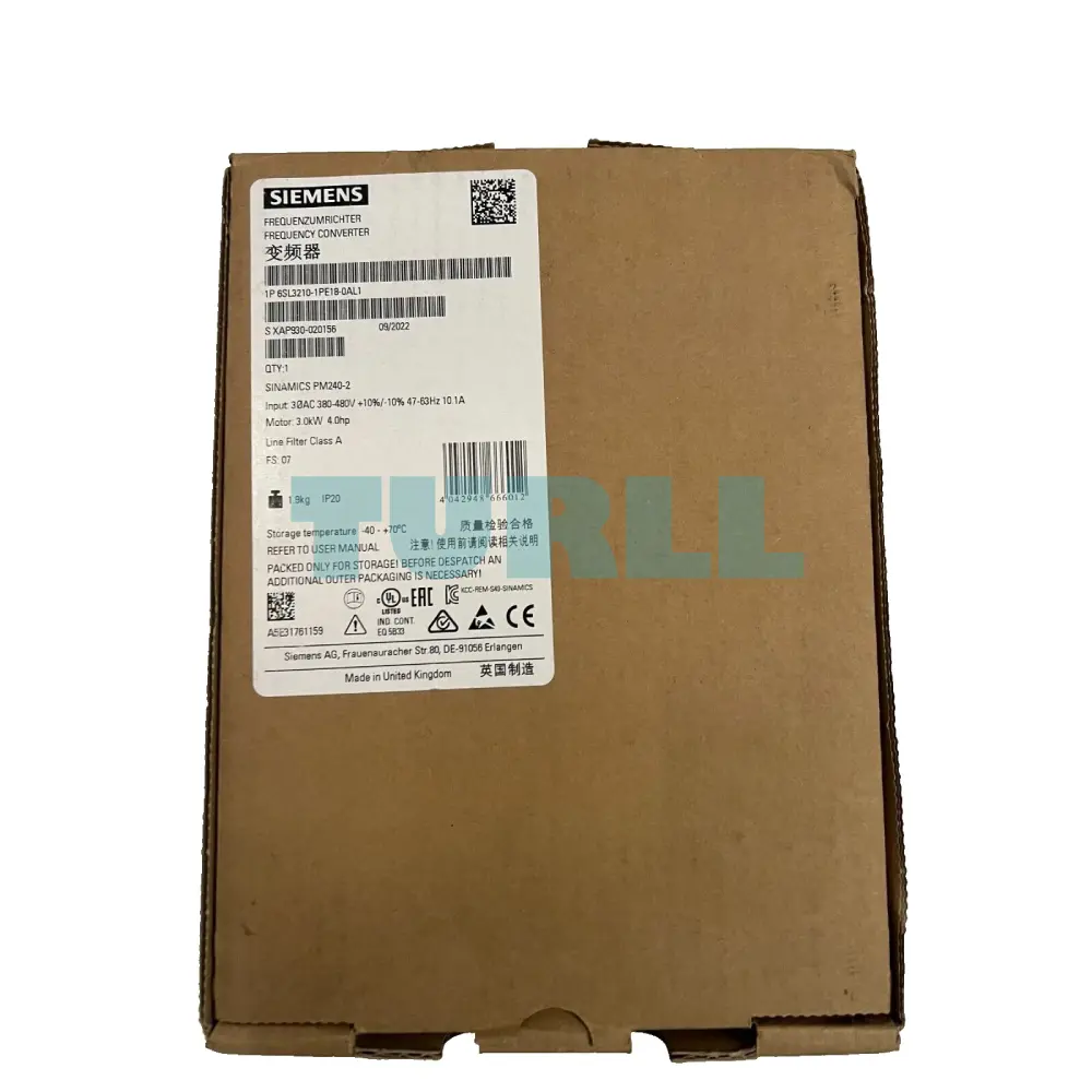 Siemens 6SL3210-1PE18-0AL1 SINAMICS PM240-2 Power Module, 3kW, IP20, Filter Class A