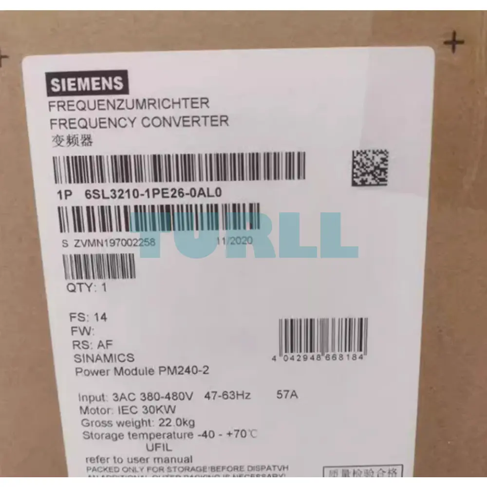 Siemens 6SL3210-1PE26-0AL0 SINAMICS G120, Power Module PM240-2, 22kW / 30kW