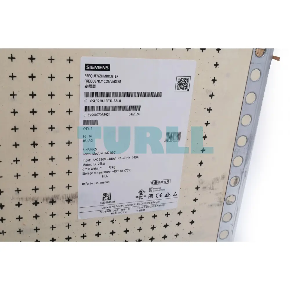 Siemens 6SL3210-1PE31-5AL0 SINAMICS G120 PM240-2 Power Module, 75kW (LO) / 55kW (HO)