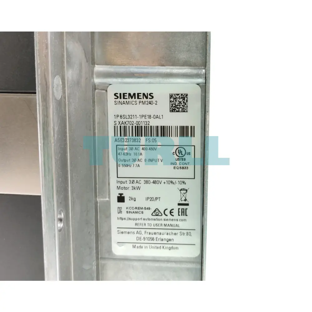 Siemens 6SL3211-1PE18-0AL1 SINAMICS PM240-2 Power Module, 3kW, 380-480V AC