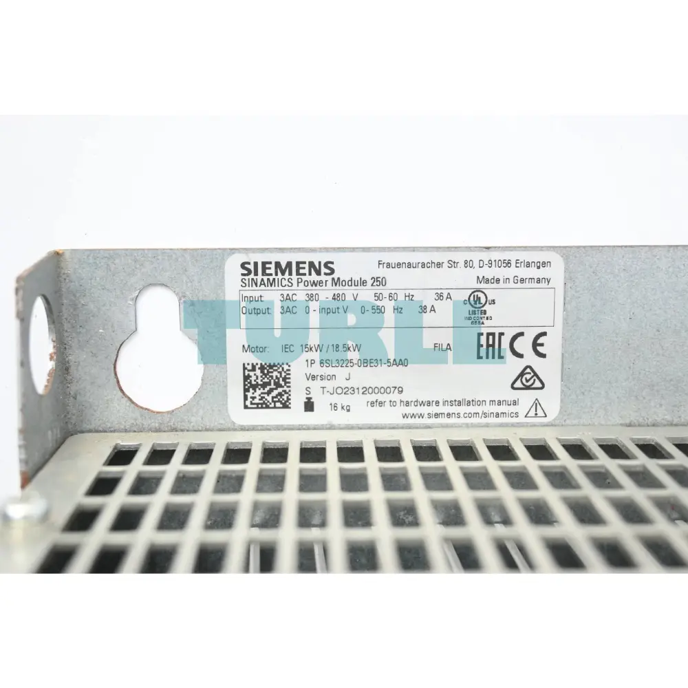 Siemens 6SL3225-0BE31-5AA0 SINAMICS G120 PM250 Power Module, 18.5kW, Integrated Class A Filter