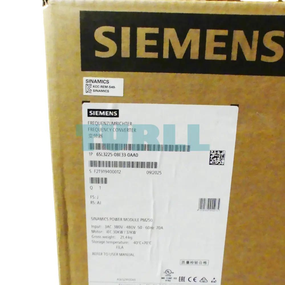 Siemens 6SL3225-0BE33-0AA0 SINAMICS G120 PM250 Power Module, 37kW Regenerative
