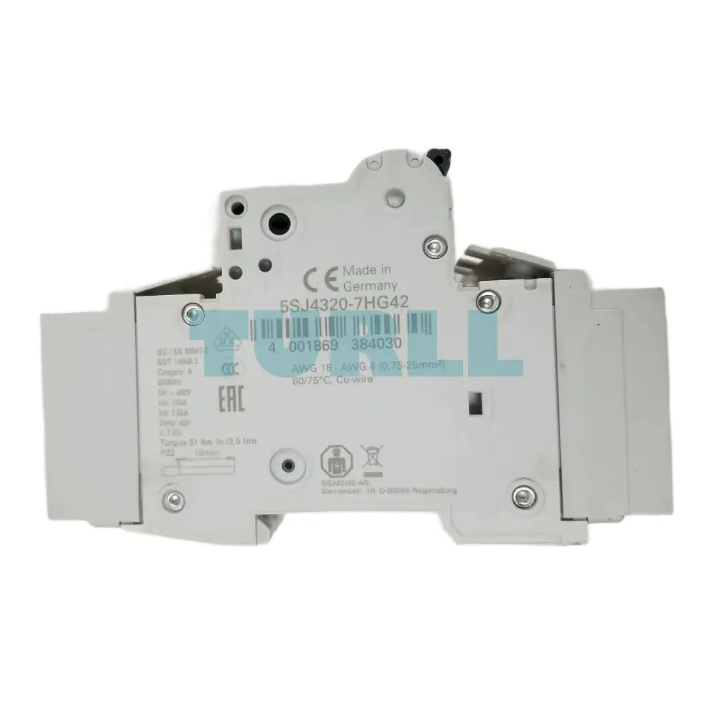 Siemens 5SJ4320-7HG42 Sentron Miniature Circuit Breaker 3-Pole, 20A, C-Curve, 10kA, UL 489
