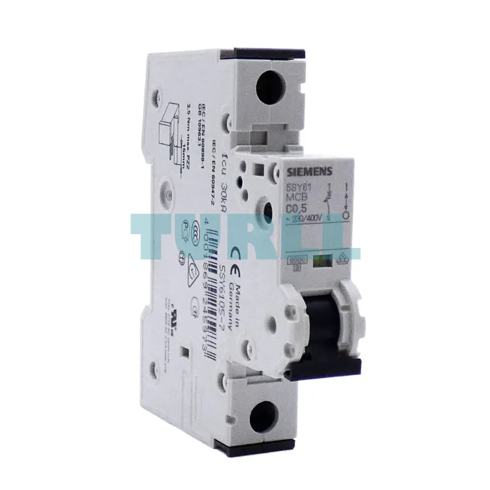 Siemens 5SY6105-7 Miniature Circuit Breaker 0.5A, 1-Pole, C Curve, 6kA, 230/400V
