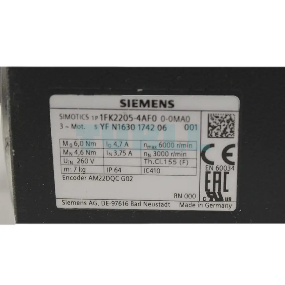 1FK2205-4AF00-0MA0 SIEMENS Exclusive SIMOTICS S-1FK2 CT Servo Motor Original Brand New 3 1FK2205-4AF00-0MA0 SIEMENS SIMOTICS S-1FK2 CT Servo Motor Original Brand New