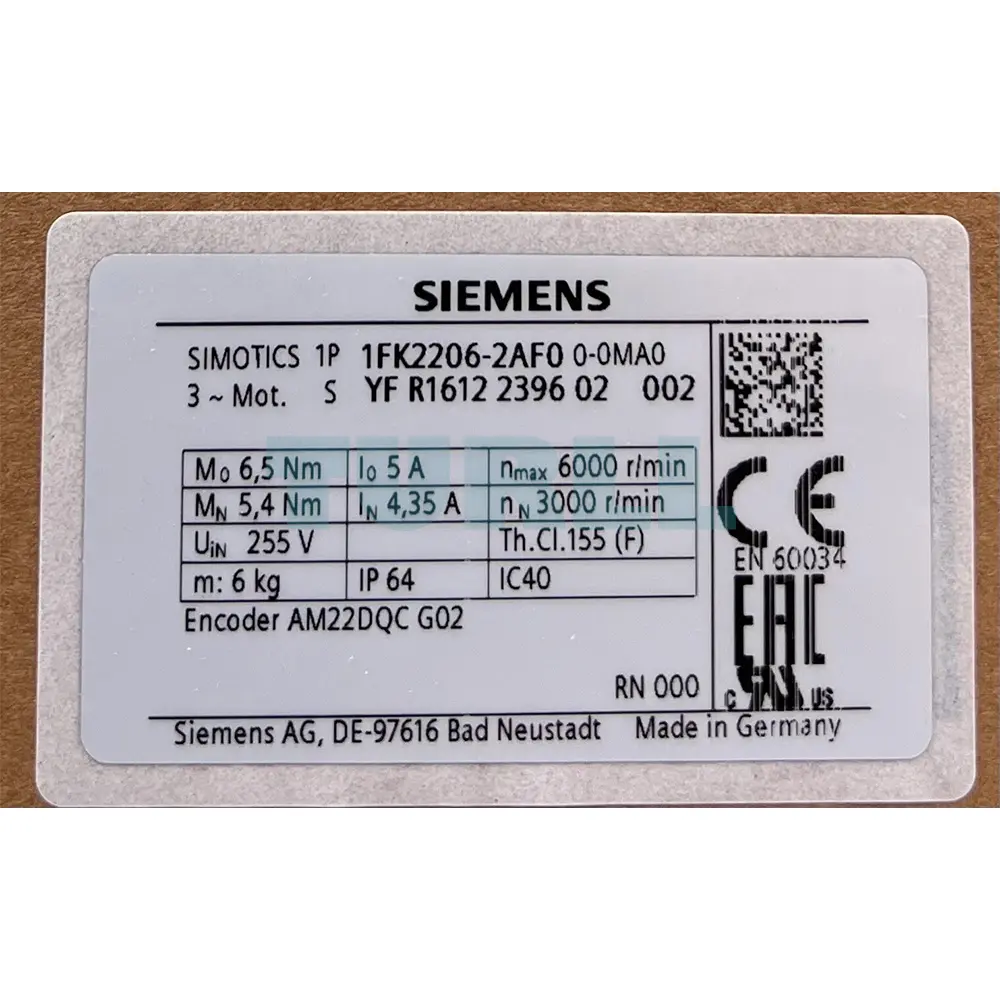 1FK2206-2AF00-0MA0 SIEMENS Exclusive SIMOTICS S-1FK2 CT Servo Motor Original Brand New 2 1FK2206-2AF00-0MA0 SIEMENS SIMOTICS S-1FK2 CT Servo Motor Original Brand New