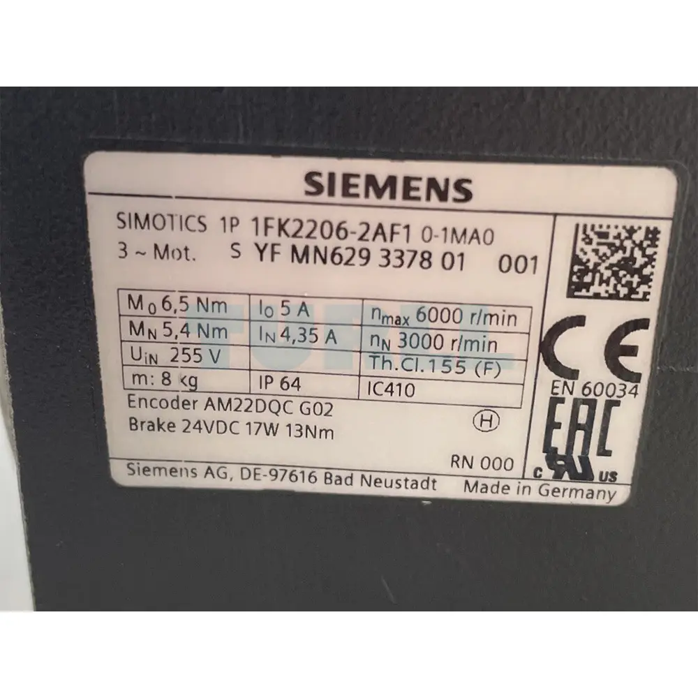 1FK2206-2AF10-1MA0 SIEMENS Exclusive SIMOTICS S-1FK2 Servo Motor Original Brand New 3 1FK2206-2AF10-1MA0 SIEMENS SIMOTICS S-1FK2 Servo Motor Original Brand New