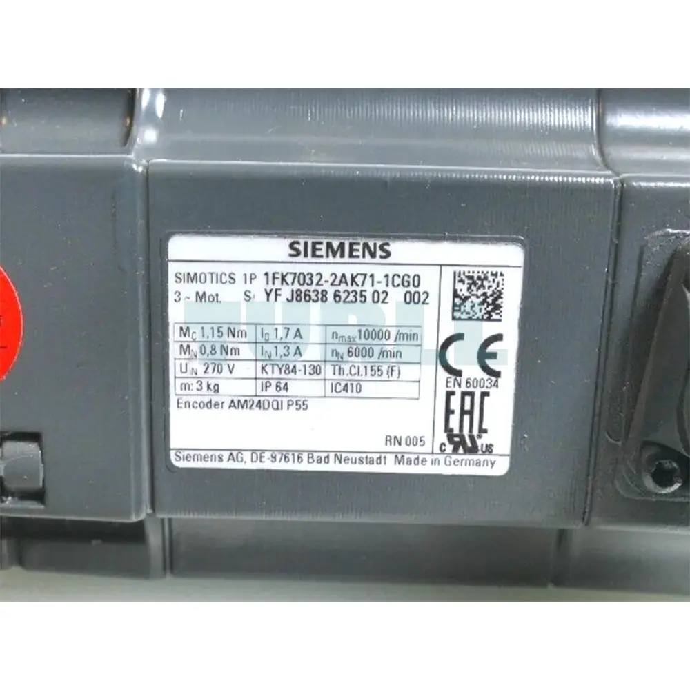 1FK7032-2AK71-1CG0 SIEMENS Exclusive SIMOTICS S-1FK7-CT Synchronous Motor Original Brand New 6 SIEMENS 1FK7032-2AK71-1CG0 SIMOTICS S-1FK7-CT Exclusive Synchronous Motor