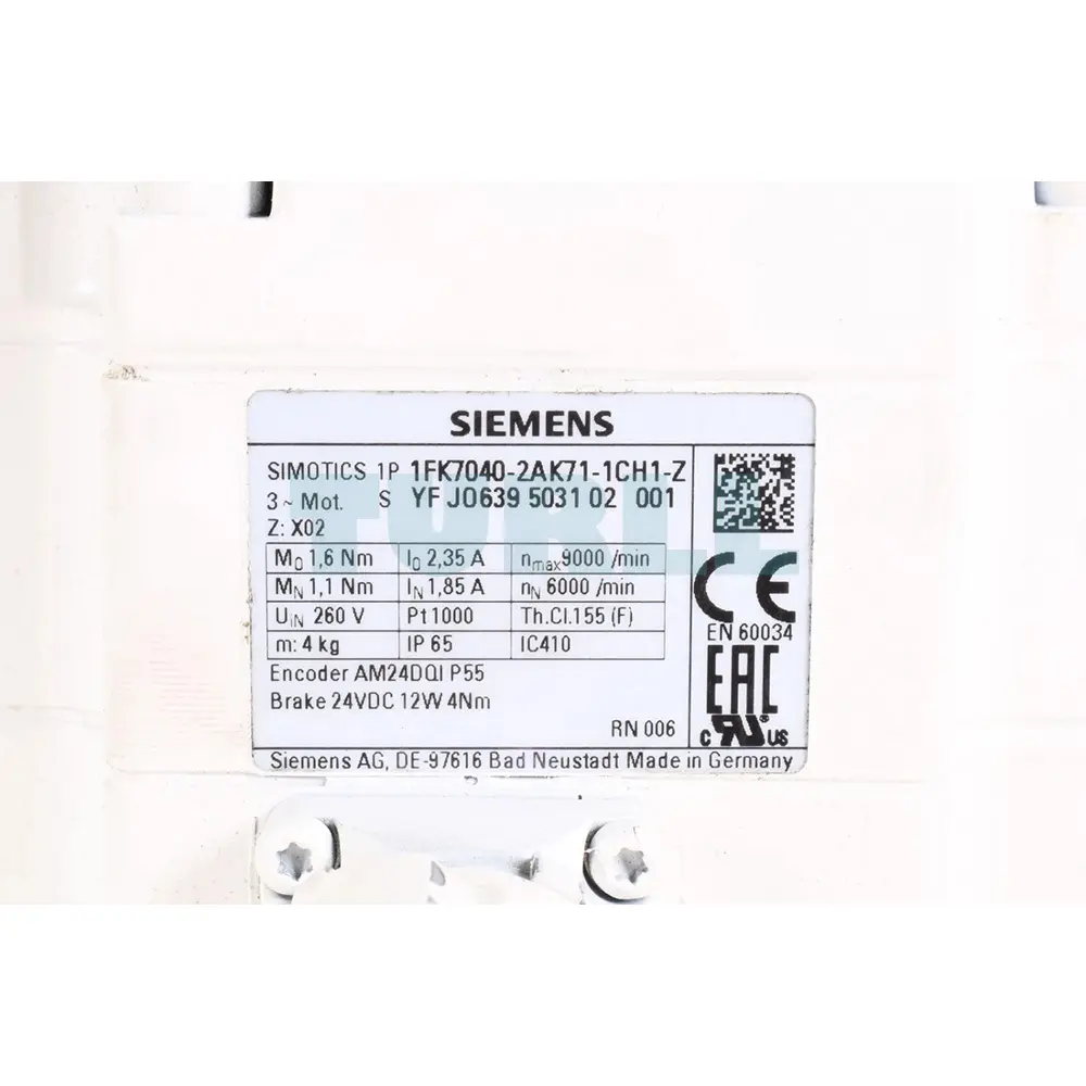 1FK7040-2AK71-1CH1-ZX02 SIEMENS Exclusive SIMOTICS S Synchronous Motor Original Brand New 4 1FK7040-2AK71-1CH1-ZX02 SIEMENS SIMOTICS S Servo Motor