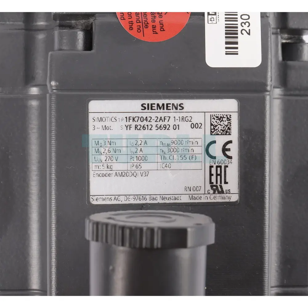 1FK7042-2AF71-1RG2 SIEMENS SIMOTICS S-1FK7 Synchronous Motor