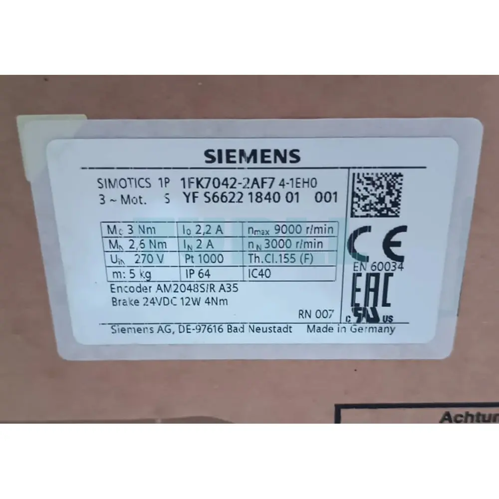 1FK7042-2AF74-1EH0 SIEMENS SIMOTICS S synchronous motor