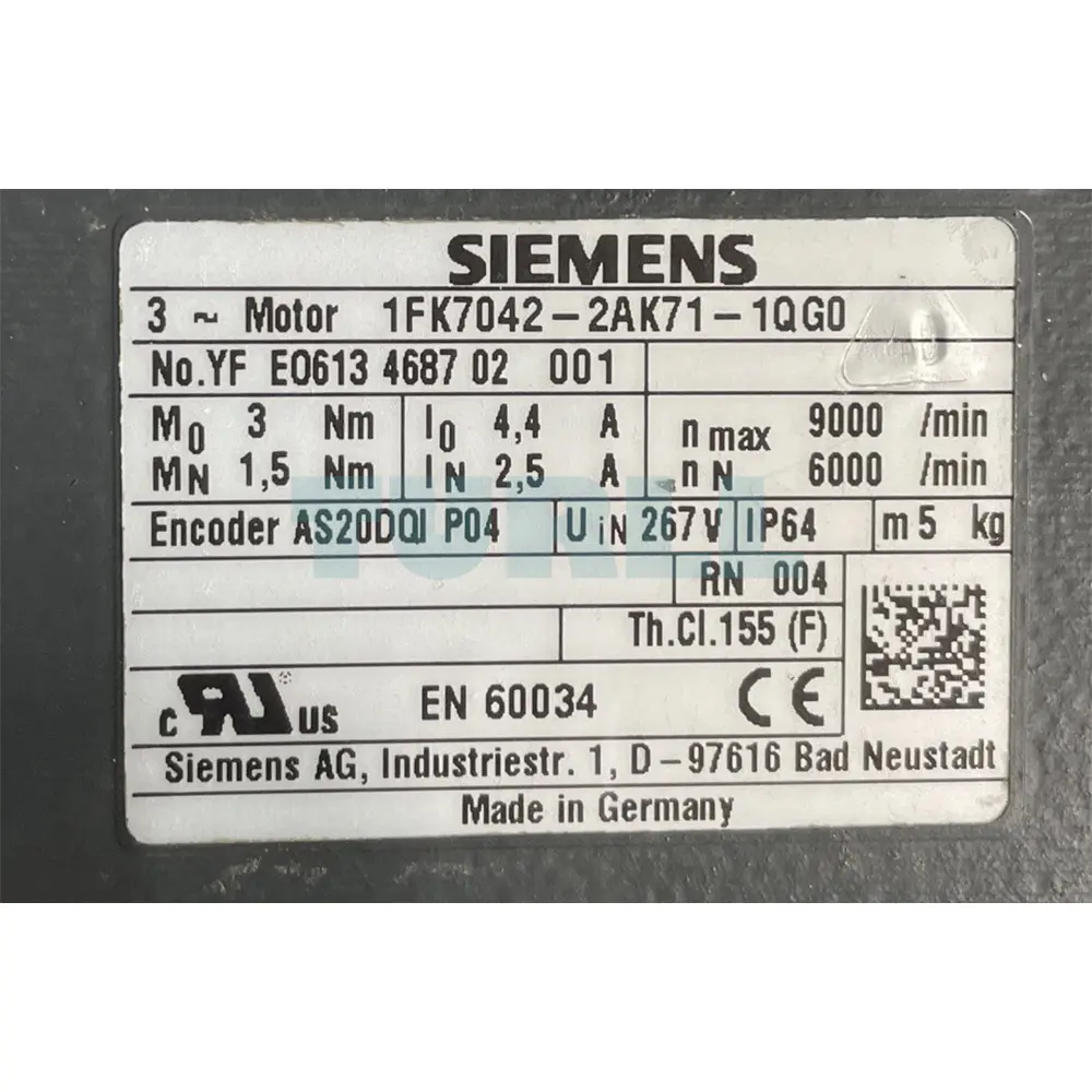 1FK7042-2AK71-1QG0 SIEMENS SIMOTICS S Synchronous Motor
