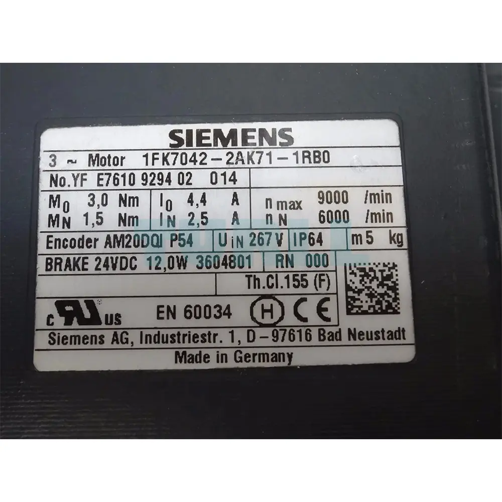 1FK7042-2AK71-1RB0 SIEMENS SIMOTICS S Synchronous Motor