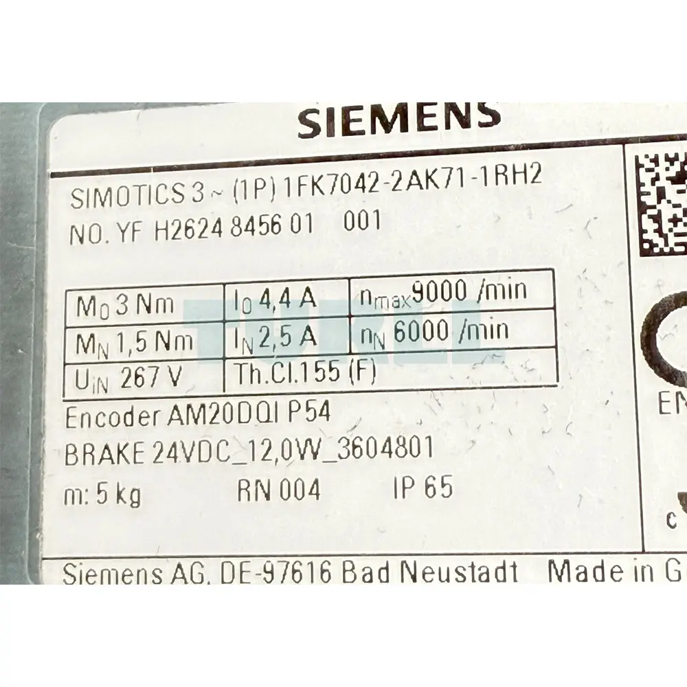 1FK7042-2AK71-1RH2 SIEMENS SIMOTICS S Synchronous Motor