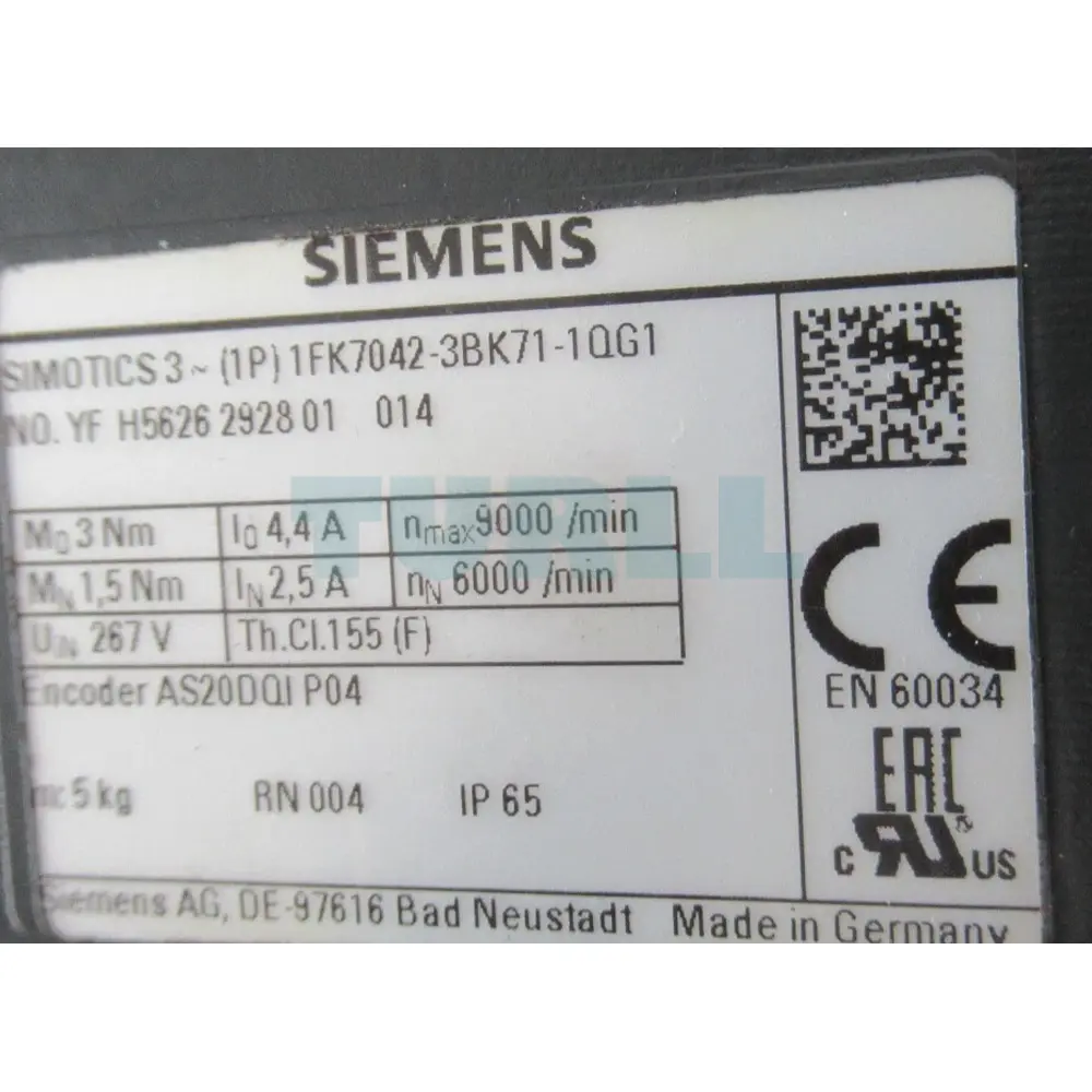 1FK7042-3BK71-1QG1 SIEMENS SIMOTICS S Synchronous Motor