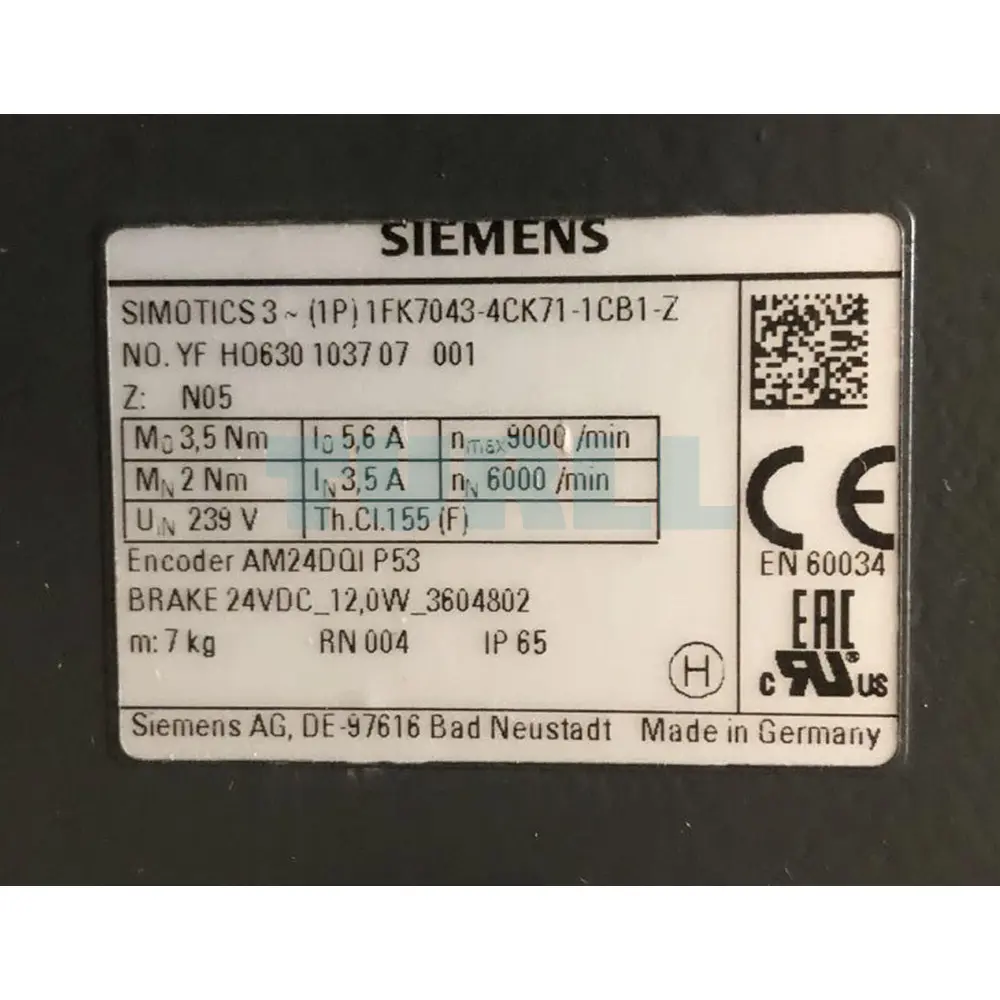 1FK7043-4CK71-1CB1-ZN05 SIEMENS Exclusive SIMOTICS S Synchronous Motor Original Brand New 3 1FK7043-4CK71-1CB1-ZN05 SIEMENS SIMOTICS S synchronous motor
