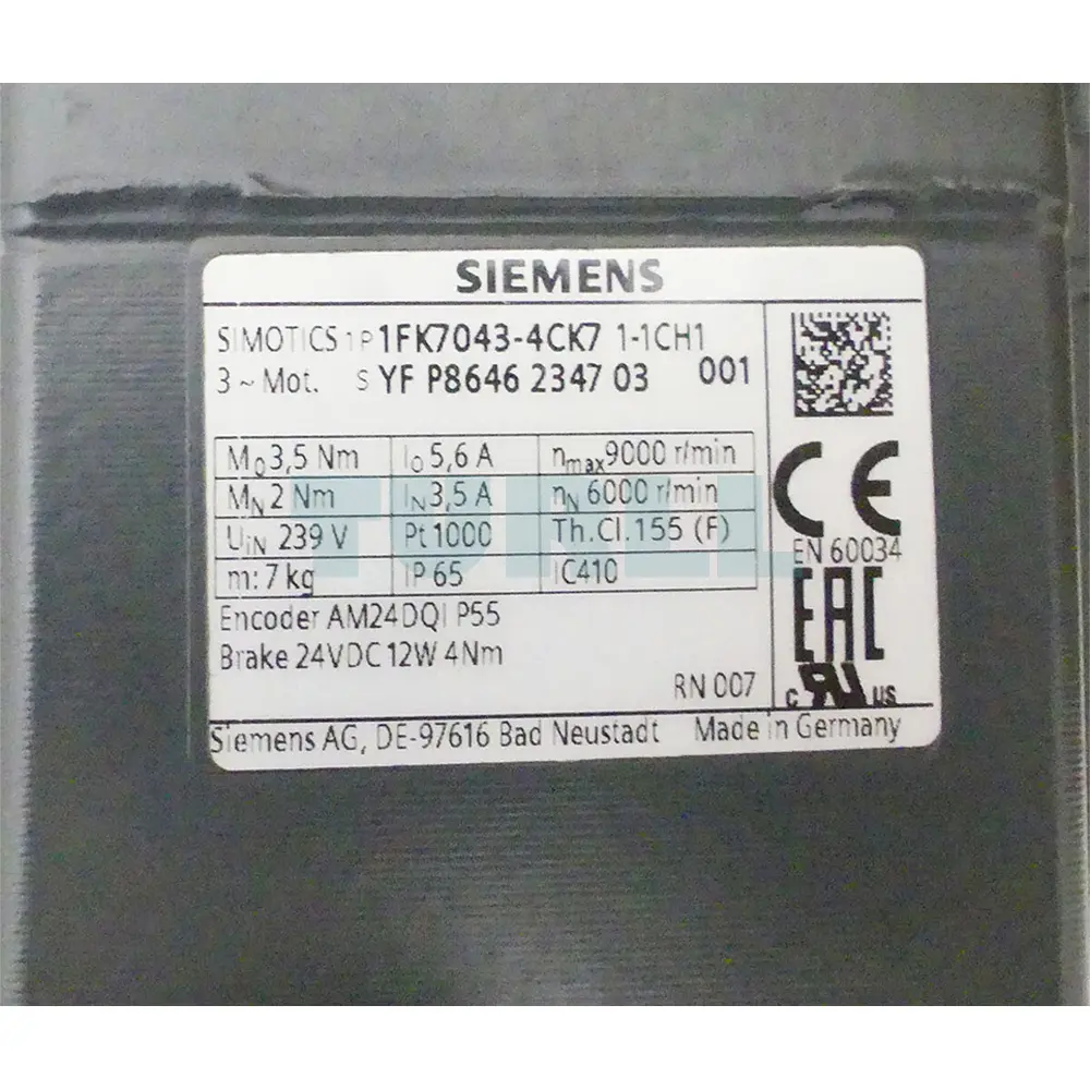 1FK7043-4CK71-1CH1 SIEMENS synchronous motor SIMOTICS S