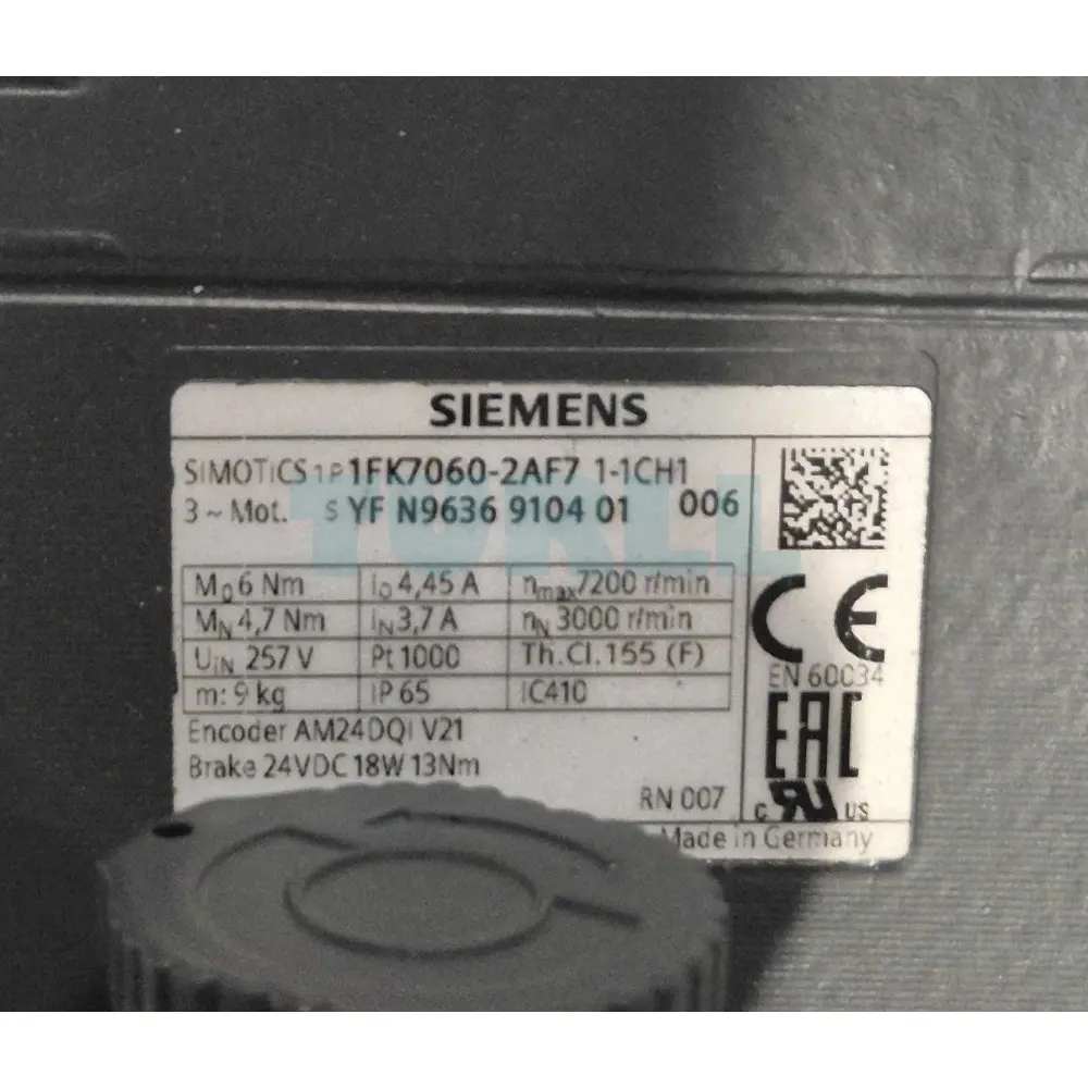 1FK7060-2AF71-1CH1 SIEMENS SIMOTICS S Servo Motor