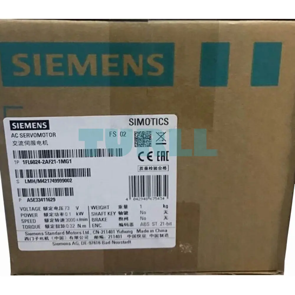 Siemens 1FL6024-2AF21-1MG1 SIMOTICS S-1FL6 High Inertia Servo Motor 0.1kW, 3000rpm Original Brand New 5 Siemens 1FL6024-2AF21-1MG1 SIMOTICS S-1FL6 High Inertia Servo Motor 0.1kW, 3000rpm