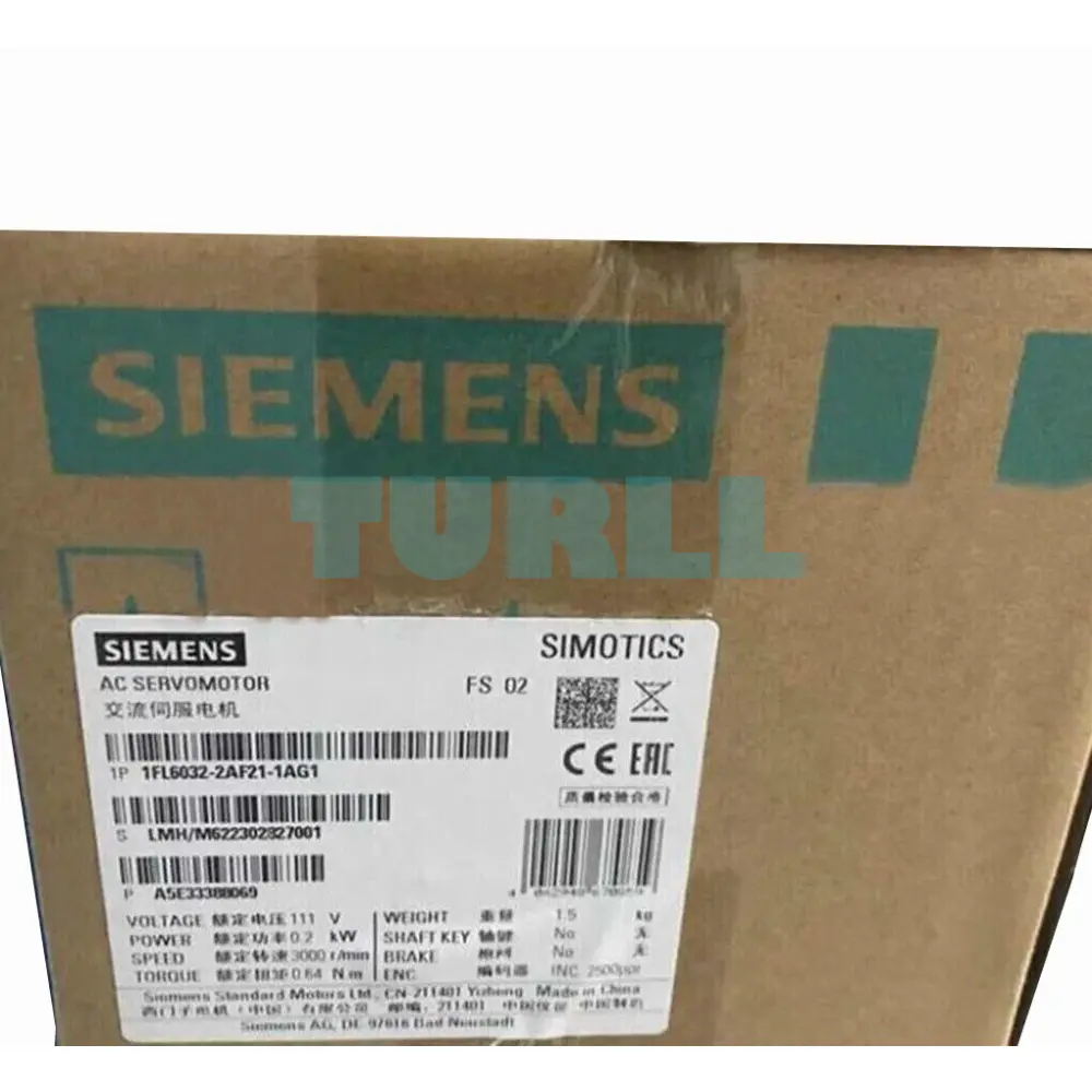 Siemens 1FL6032-2AF21-1AG1 SIMOTICS S-1FL6 Servo Motor, 0.2 kW, 3000 RPM, IP65 Original Brand New 2 Siemens 1FL6032-2AF21-1AG1 SIMOTICS S-1FL6 Servo Motor, 0.2 kW, 3000 RPM, IP65