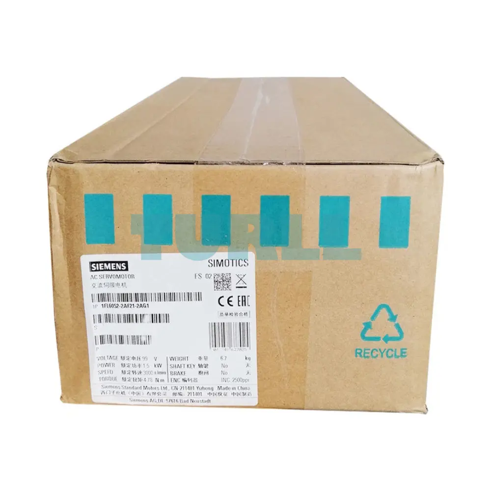 Siemens 1FL6052-2AF21-2AG1 SIMOTICS S-1FL6 Servo Motor 1.5kW, 3000 RPM Original Brand New 3 Siemens 1FL6052-2AF21-2AG1 SIMOTICS S-1FL6 Servo Motor 1.5kW, 3000 RPM