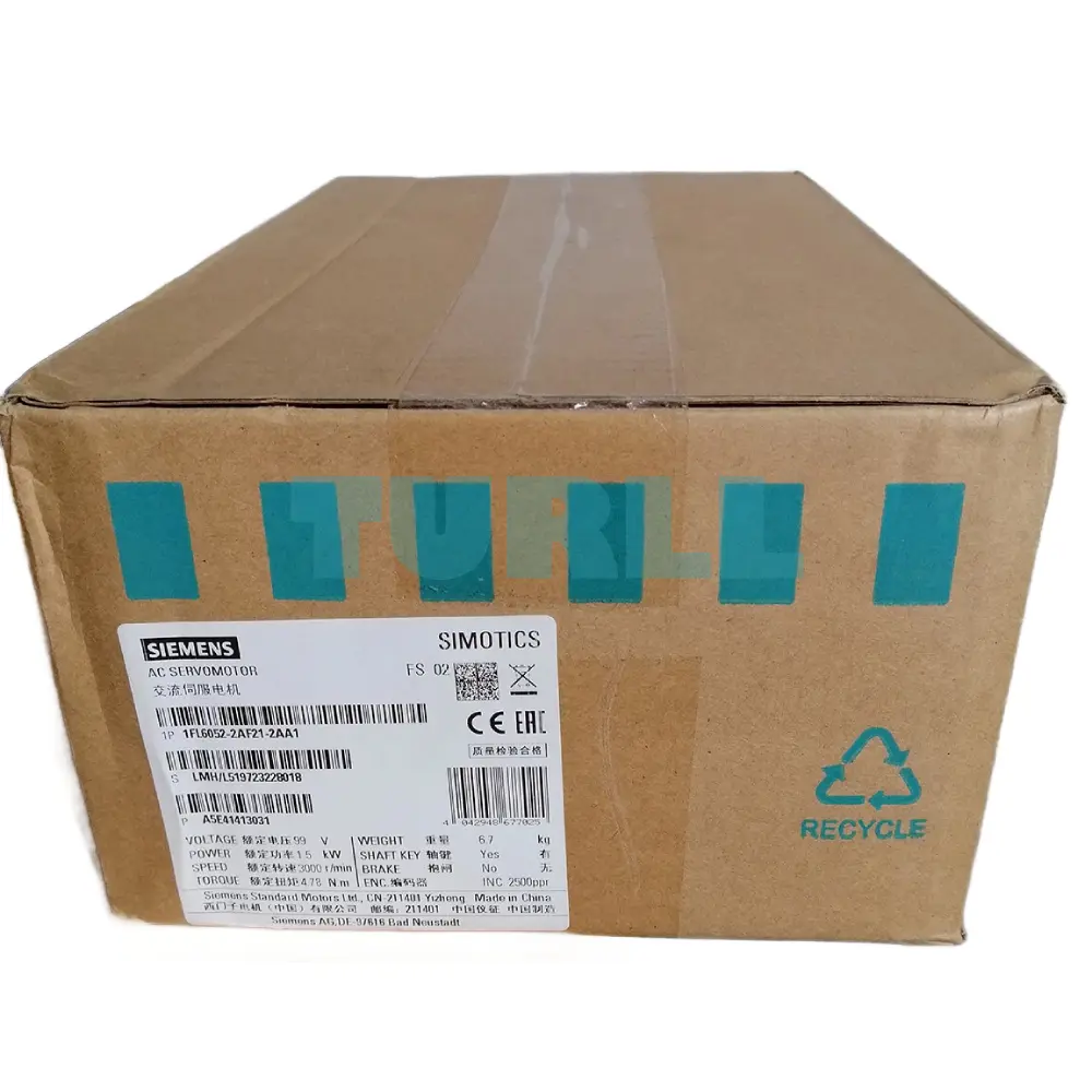 Siemens 1FL6052-2AF21-2MG1 SIMOTICS S-1FL6 High Inertia Servo Motor 1.5 kW, 3000 rpm Original Brand New 2 Siemens 1FL6052-2AF21-2MG1 SIMOTICS S-1FL6 High Inertia Servo Motor 1.5 kW, 3000 rpm