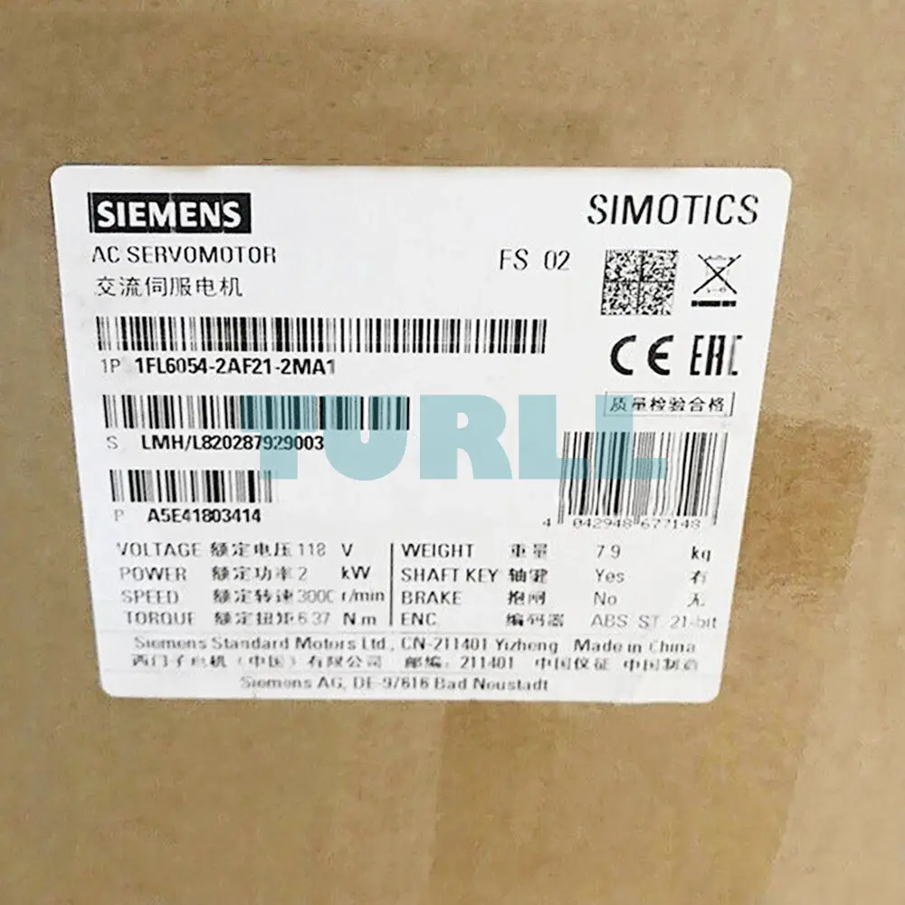 Siemens 1FL6054-2AF21-2MA1 SIMOTICS S-1FL6 Servo Motor 2kW, 3000 RPM, 230V Original Brand New 2 Siemens 1FL6054-2AF21-2MA1 SIMOTICS S-1FL6 Servo Motor 2kW, 3000 RPM, 230V
