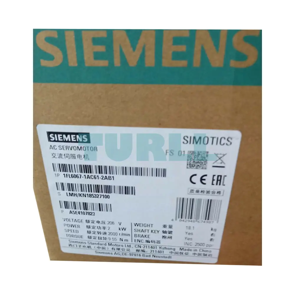 Siemens 1FL6067-1AC61-2AB1 SIMOTICS S-1FL6 Servo Motor 2kW, 2000 rpm, 15 Nm, IP65 Original Brand New 3 Siemens 1FL6067-1AC61-2AB1 SIMOTICS S-1FL6 Servo Motor 2kW, 2000 rpm, 15 Nm, IP65 Original Brand New - Image 3