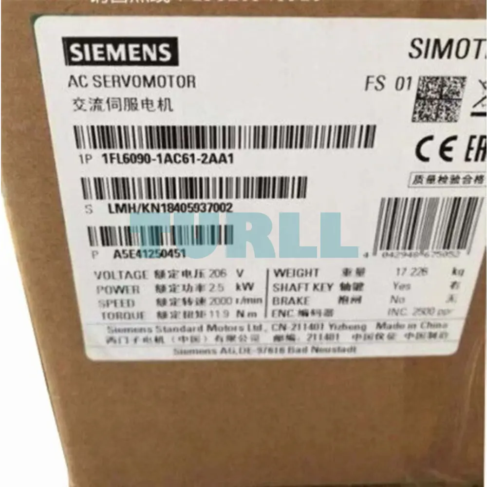 Siemens 1FL6090-1AC61-2AA1 SIMOTICS S-1FL6 High Inertia Servo Motor 2.5kW, 400V, 2000 RPM Original Brand New 2 Siemens 1FL6090-1AC61-2AA1 SIMOTICS S-1FL6 High Inertia Servo Motor 2.5kW, 400V, 2000 RPM