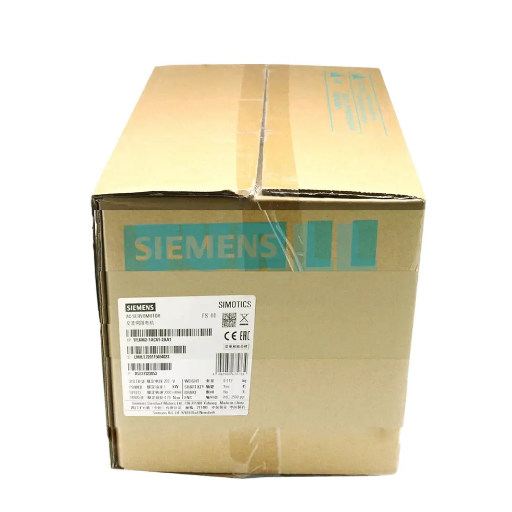 Siemens 1FL6094-1AC61-2AA1 SIMOTICS S-1FL6 Servo Motor 5 kW, 400V, 2000 RPM, IP65 Original Brand New 5 Siemens 1FL6094-1AC61-2AA1 SIMOTICS S-1FL6 Servo Motor 5 kW, 400V, 2000 RPM, IP65