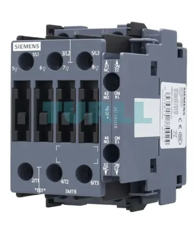 Siemens 3MT8018-1AH23 Contactor AC-3, 18A/7.5kW, 400V, 1NO1NC, 50/60Hz, size S0