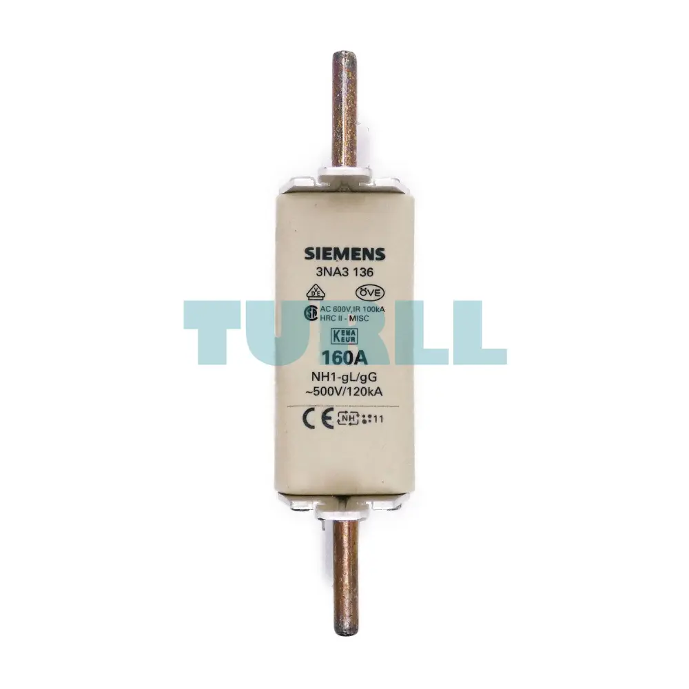 Siemens 3NA3136 LV HRC Fuse Element, NH1, 160A, gG, 500V AC / 440V DC with Front Indicator