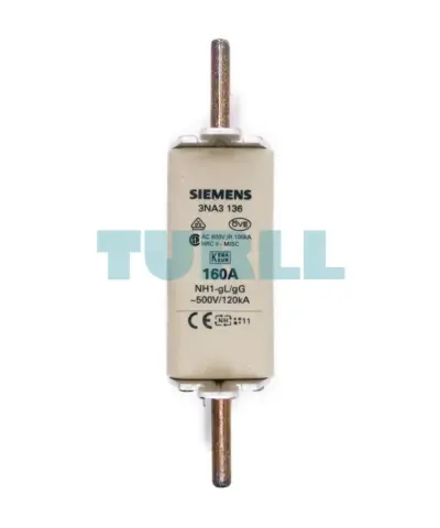 Siemens 3NA3136 LV HRC Fuse Element, NH1, 160A, gG, 500V AC / 440V DC with Front Indicator