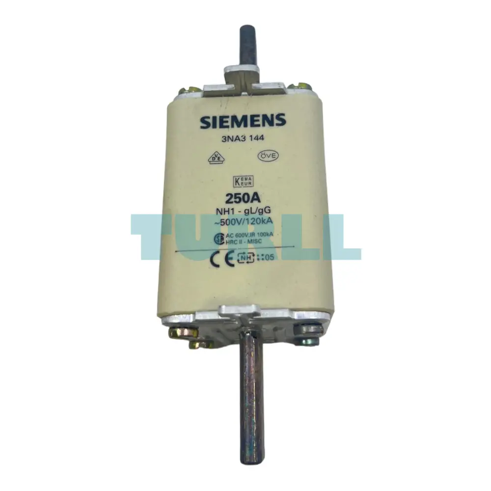 Siemens 3NA3144 LV HRC Fuse Link, Size NH1, 250A, gG, 500V AC / 440V DC