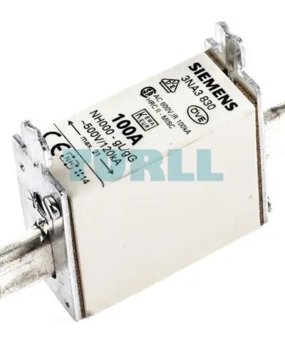 Siemens 3NA3830 LV HRC Fuse Element NH000, 100A, gG, 500V AC / 250V DC, Front Indicator