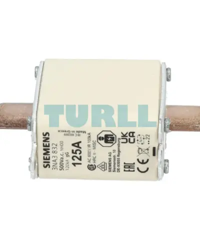 Siemens 3NA3832 LV HRC Fuse Element, NH00, 125A, gG, 500V AC / 250V DC