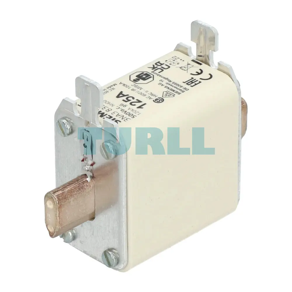 Siemens 3NA3832 LV HRC Fuse Element, NH00, 125A, gG, 500V AC / 250V DC