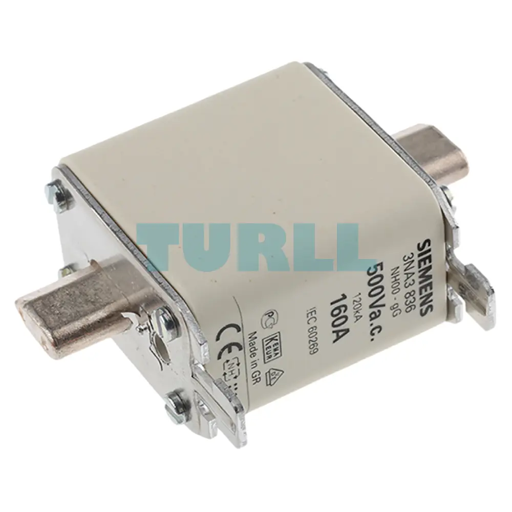 Siemens 3NA3836 LV HRC Fuse Link, Size NH00, 160A, gG, 500V AC / 250V DC