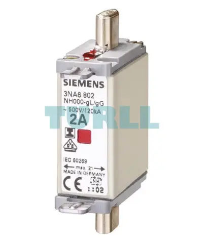 Siemens 3NA6814 LV HRC Fuse Link, NH000, 35A, gG, 500V AC / 250V DC, Combined Indicator