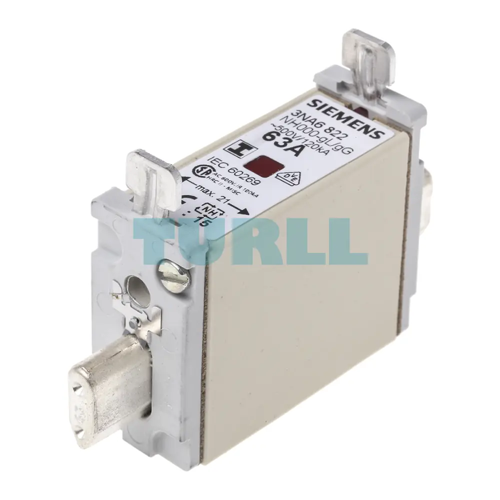 Siemens 3NA6822 LV HRC Fuse Element, NH000, 63A, gG, 500V AC / 250V DC
