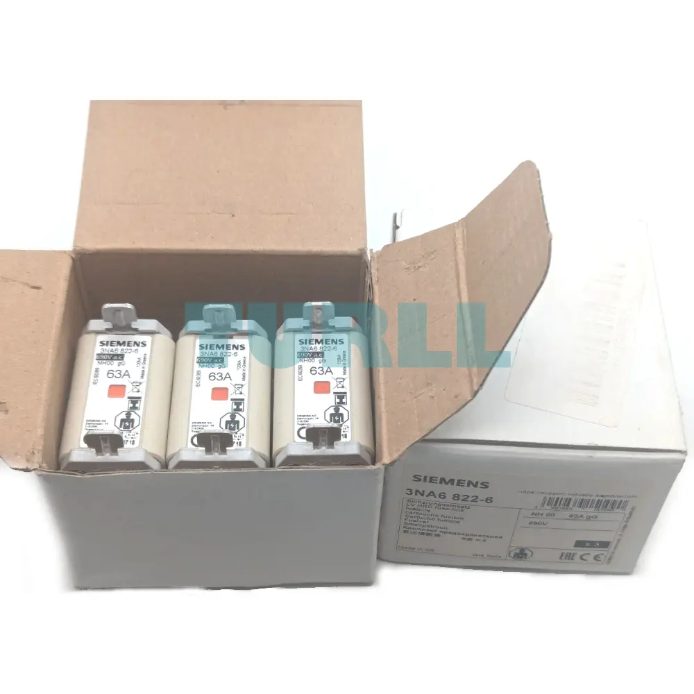 Siemens 3NA6822 LV HRC Fuse Element, NH000, 63A, gG, 500V AC / 250V DC