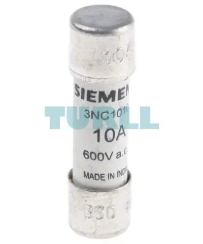 Siemens 3NC1010 SITOR Cylindrical Fuse Link 10x38mm, 10A, 600V AC / 700V DC
