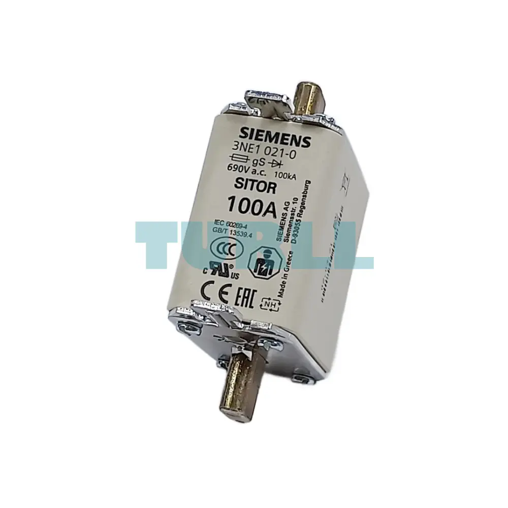 Siemens 3NE1021-0 SITOR Fuse Link, NH00, 100A, gS, 690V AC, Blade Contact